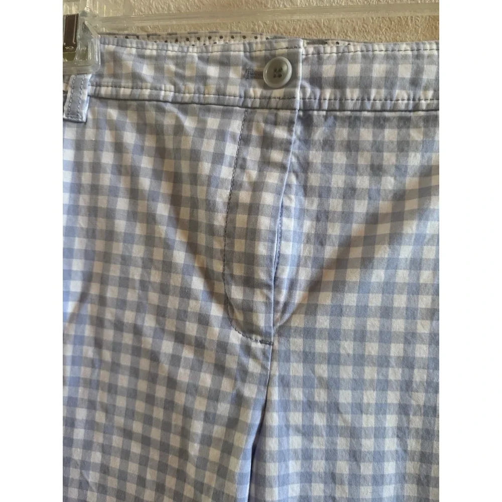 Talbots Perfect Crop Pants Size 16 Blue Gingham Cotton Blend